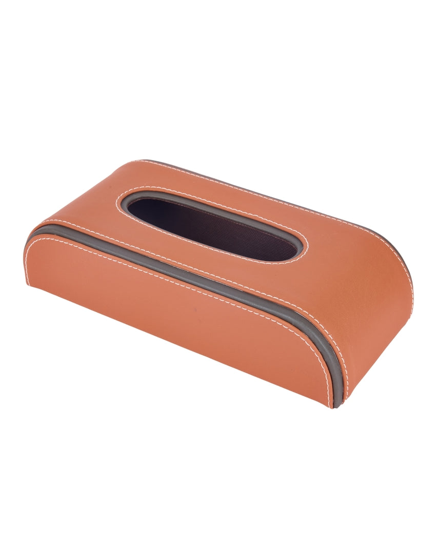 Stylish Curve Two Tone Faux Leather Tissue Box | 10 x 5 x 3 inches