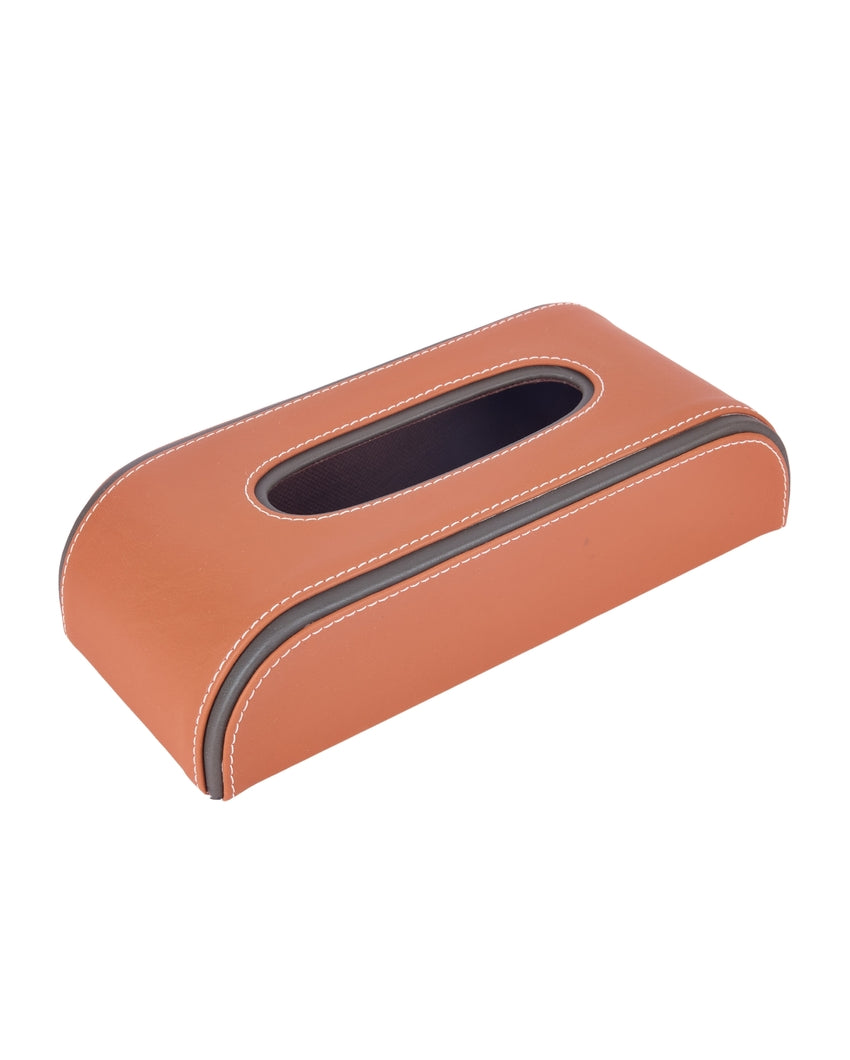 Stylish Curve Two Tone Faux Leather Tissue Box | 10 x 5 x 3 inches