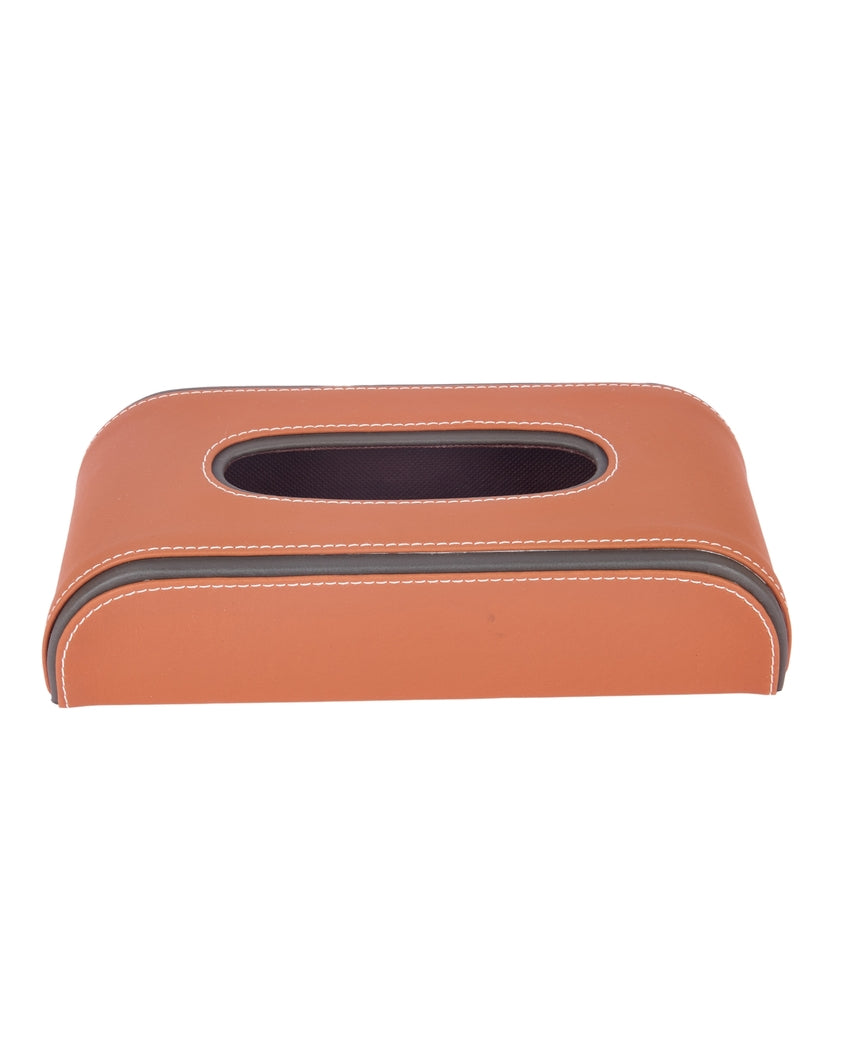 Stylish Curve Two Tone Faux Leather Tissue Box | 10 x 5 x 3 inches