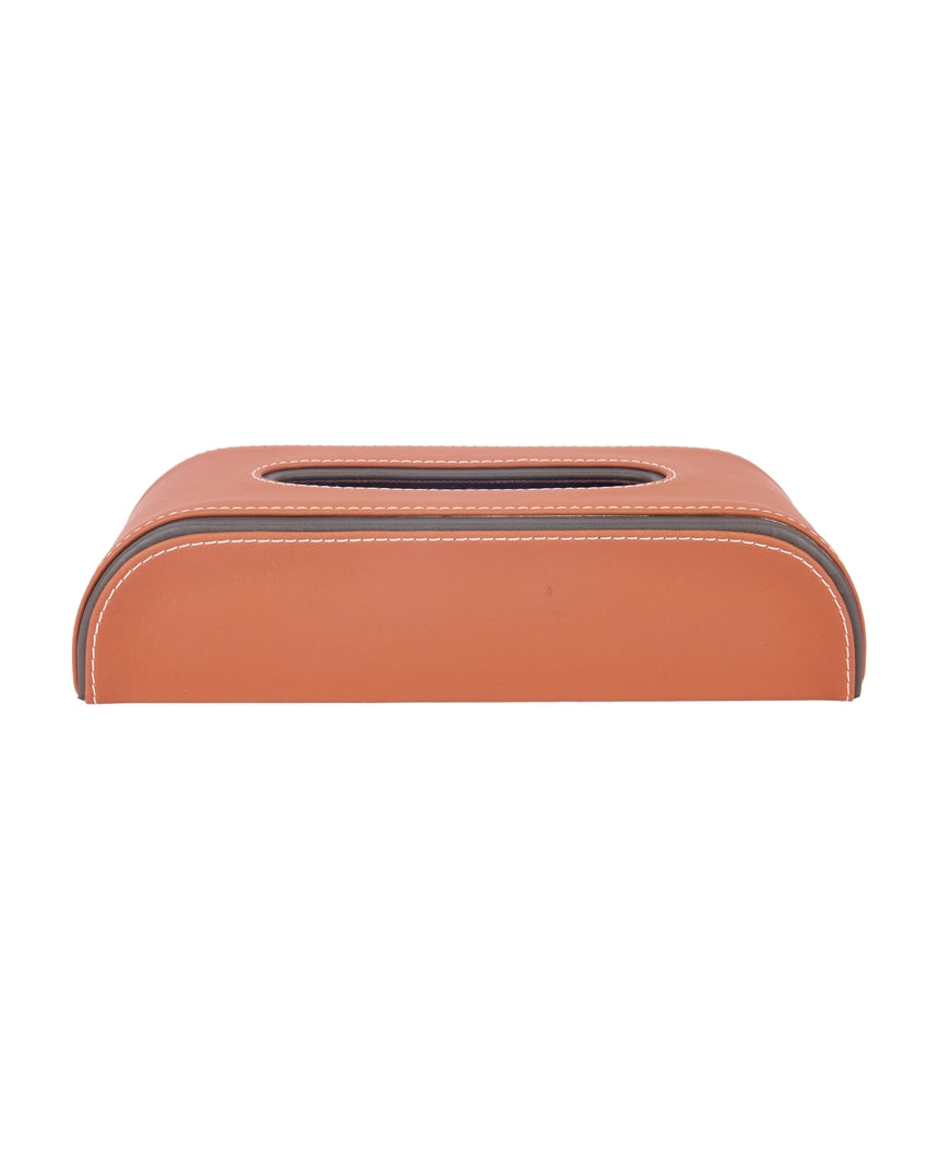 Stylish Curve Two Tone Faux Leather Tissue Box | 10 x 5 x 3 inches