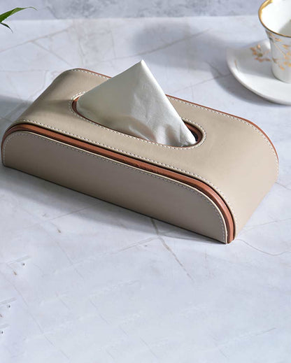 Stylish Curve Two Tone Faux Leather Tissue Box | 10 x 5 x 3 inches