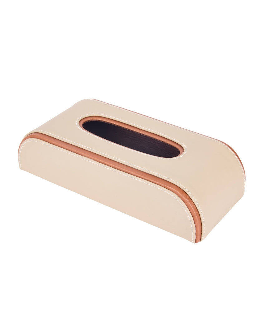 Stylish Curve Two Tone Faux Leather Tissue Box | 10 x 5 x 3 inches