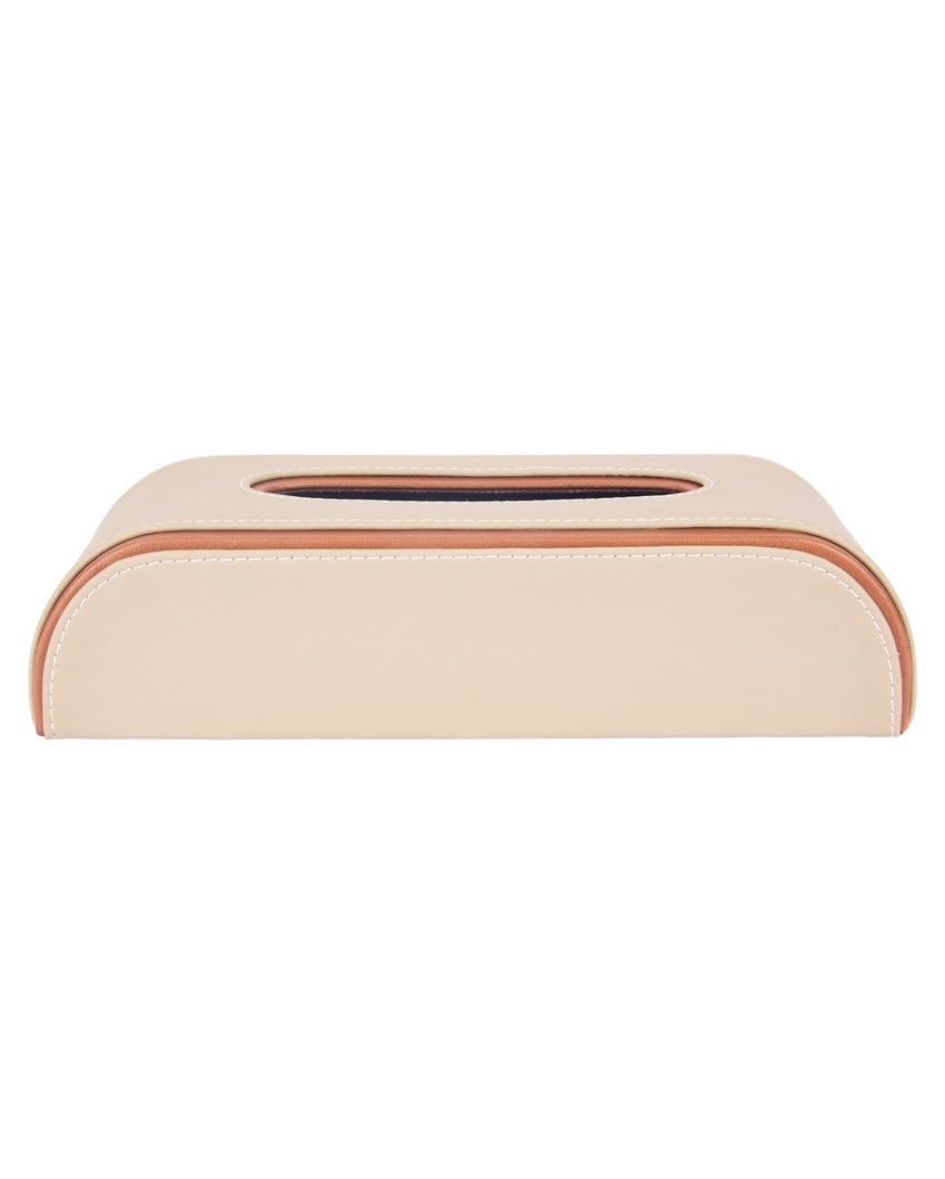 Stylish Curve Two Tone Faux Leather Tissue Box | 10 x 5 x 3 inches