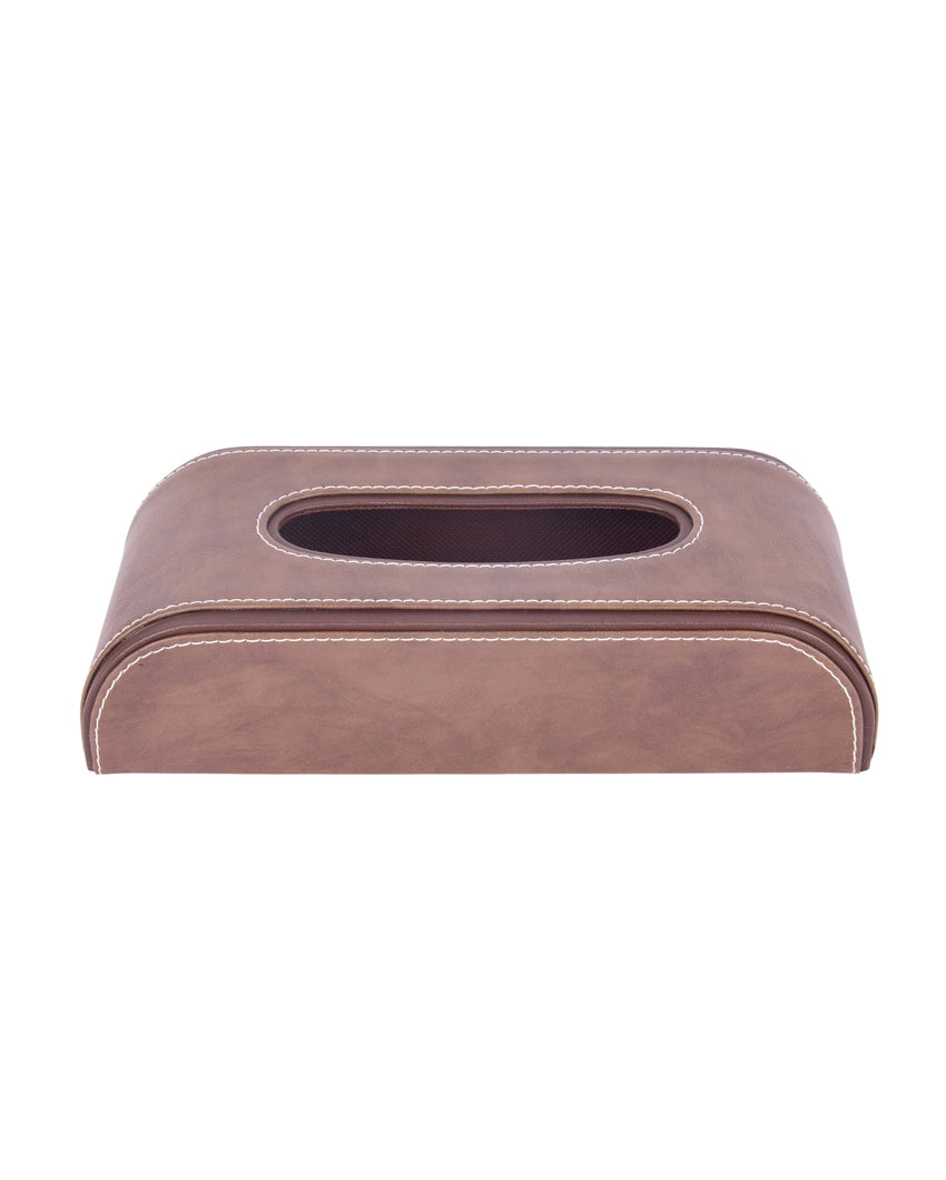 Stylish Curve Two Tone Faux Leather Tissue Box | 10 x 5 x 3 inches