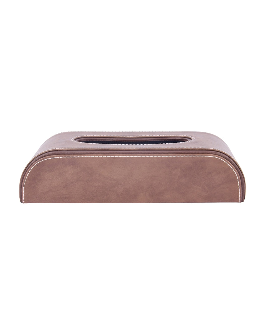 Stylish Curve Two Tone Faux Leather Tissue Box | 10 x 5 x 3 inches