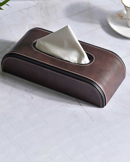 Stylish Curve Two Tone Faux Leather Tissue Box | 10 x 5 x 3 inches