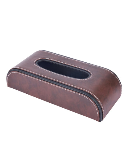 Stylish Curve Two Tone Faux Leather Tissue Box | 10 x 5 x 3 inches