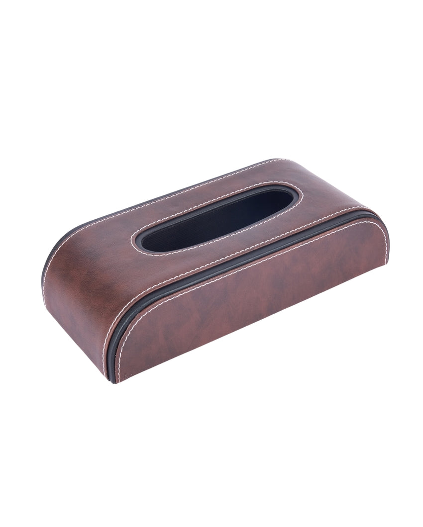 Stylish Curve Two Tone Faux Leather Tissue Box | 10 x 5 x 3 inches