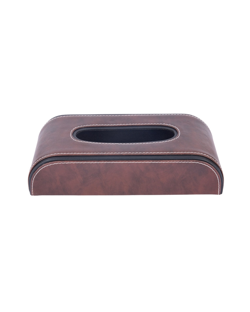 Stylish Curve Two Tone Faux Leather Tissue Box | 10 x 5 x 3 inches