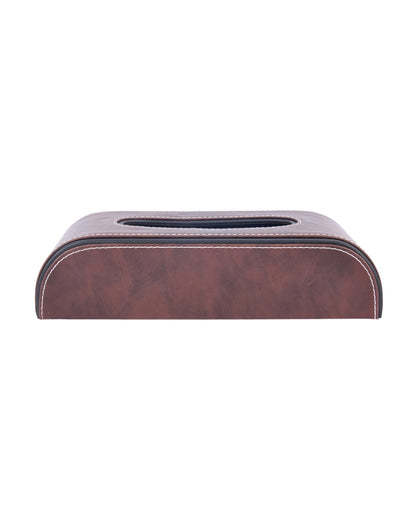 Stylish Curve Two Tone Faux Leather Tissue Box | 10 x 5 x 3 inches