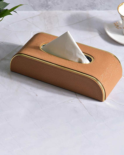 Stylish Curve Two Tone Faux Leather Tissue Box | 10 x 5 x 3 inches