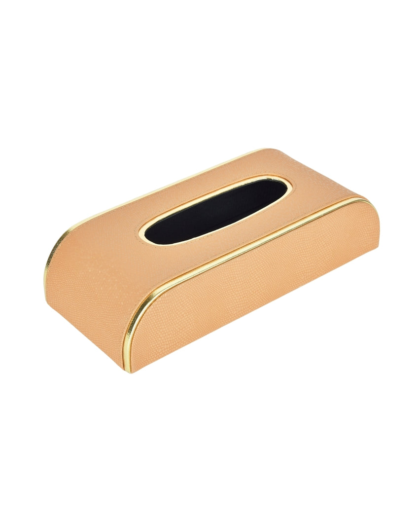 Stylish Curve Two Tone Faux Leather Tissue Box | 10 x 5 x 3 inches