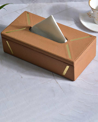 Stylish Rectangle Two Tone Faux Leather Tissue Box | 11 x 5 x 3 inches