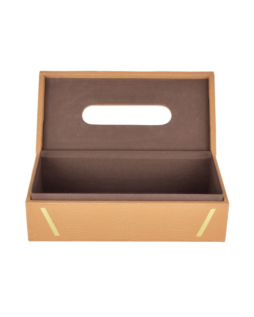 Stylish Rectangle Two Tone Faux Leather Tissue Box | 11 x 5 x 3 inches