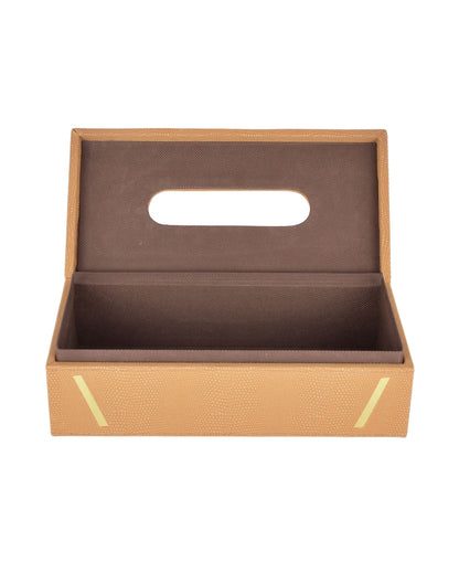 Stylish Rectangle Two Tone Faux Leather Tissue Box | 11 x 5 x 3 inches