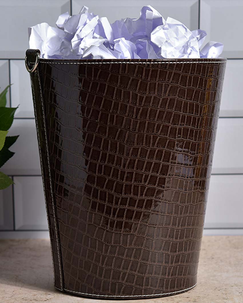 Premium Faux Leather with Classic Finish Dustbin | 5 L | 9 x 11 inches