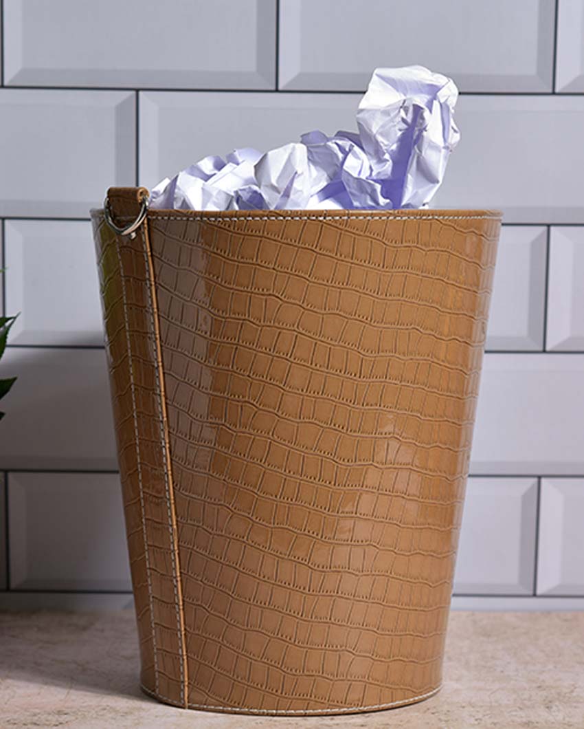 Premium Faux Leather with Classic Finish Dustbin | 5 L | 9 x 11 inches