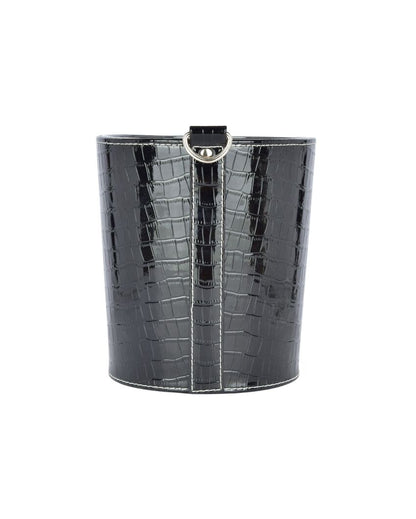 Compact Faux Leather with Croc Texture Finish Dustbin | 2.5 L | 7 x 7 inches