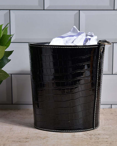 Compact Faux Leather with Croc Texture Finish Dustbin | 2.5 L | 7 x 7 inches