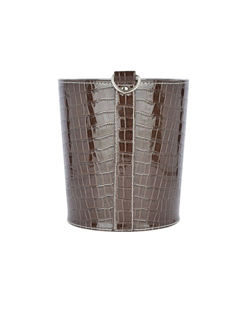 Compact Faux Leather with Croc Texture Finish Dustbin | 2.5 L | 7 x 7 inches