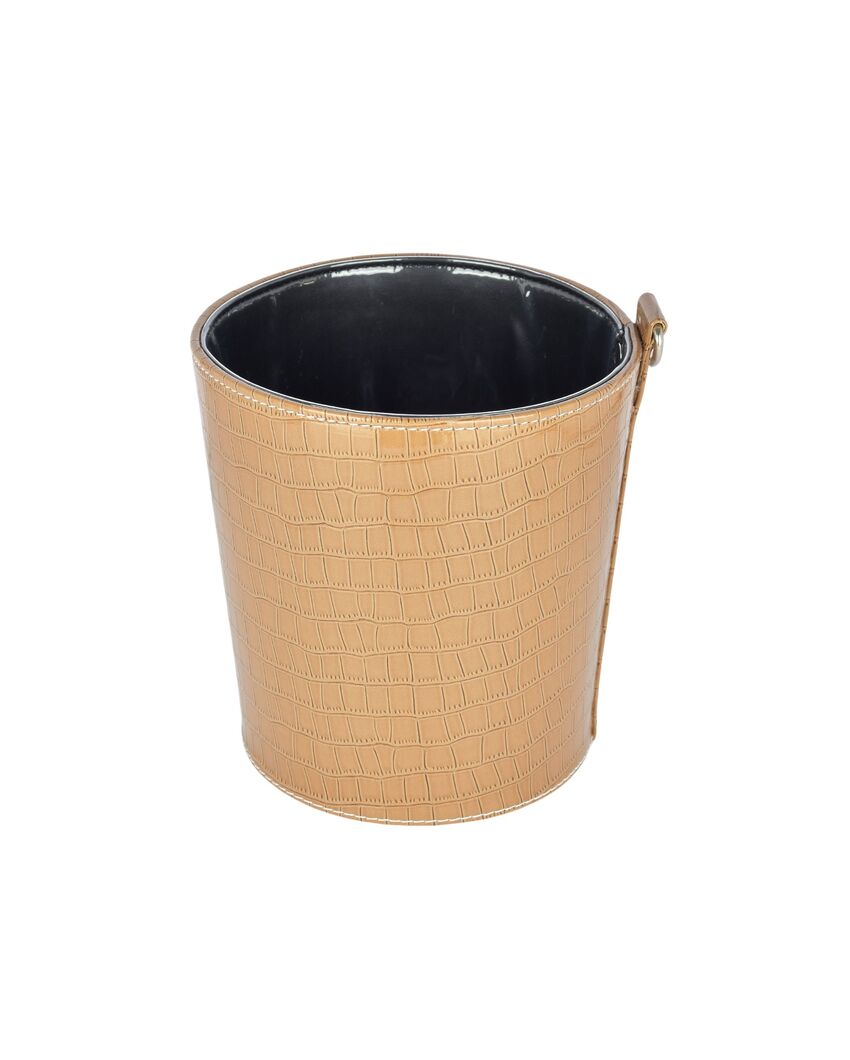 Compact Faux Leather with Croc Texture Finish Dustbin | 2.5 L | 7 x 7 inches