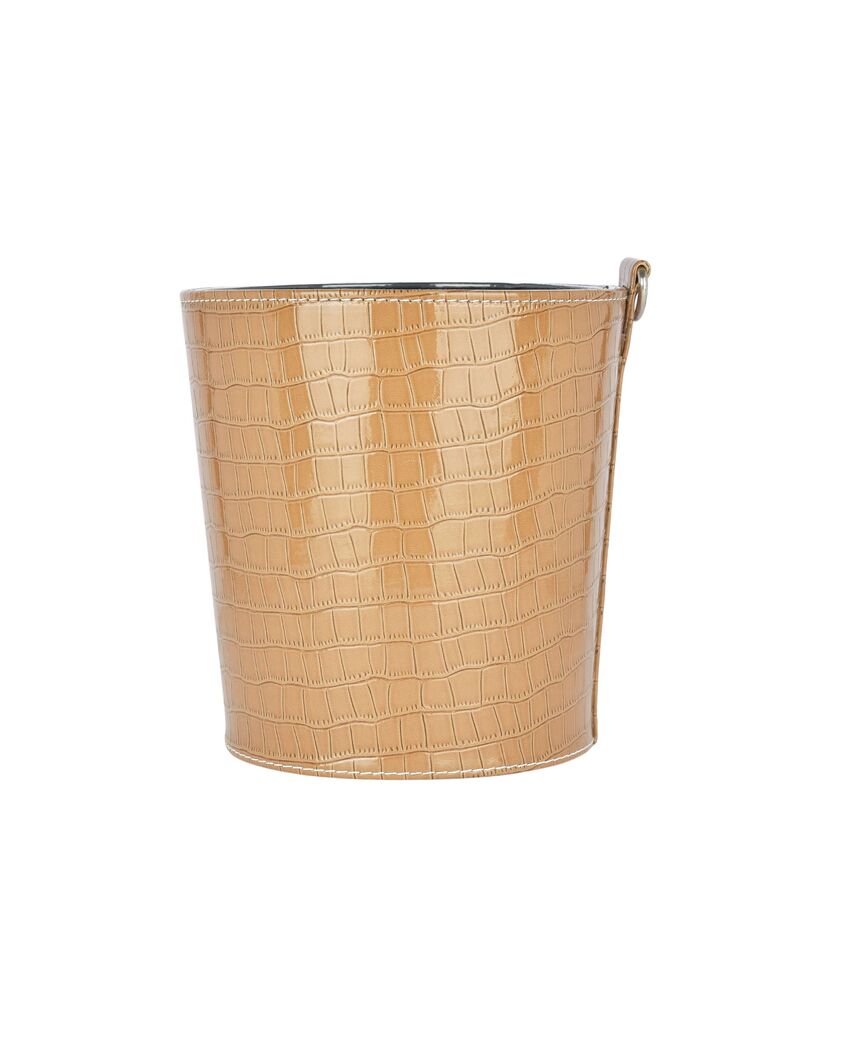 Compact Faux Leather with Croc Texture Finish Dustbin | 2.5 L | 7 x 7 inches