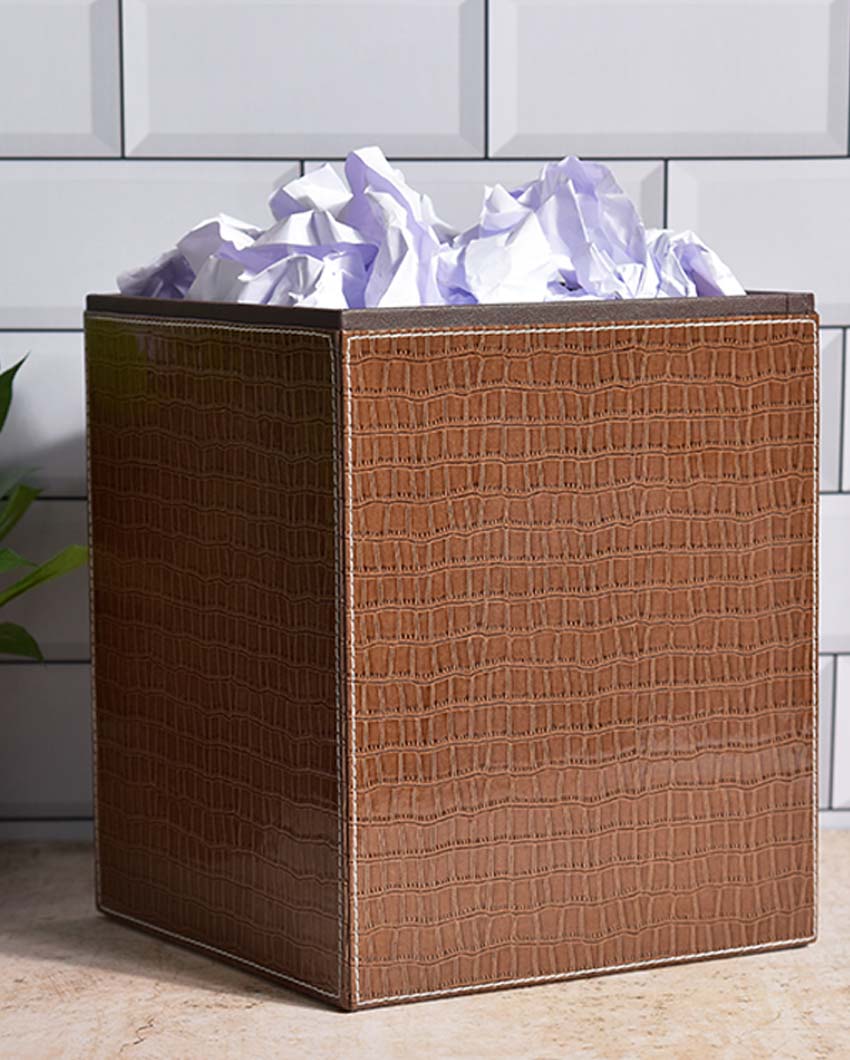 Stylish Faux Leather Design for Modern Spaces Dustbin | 5 L | 9 x 11 inches