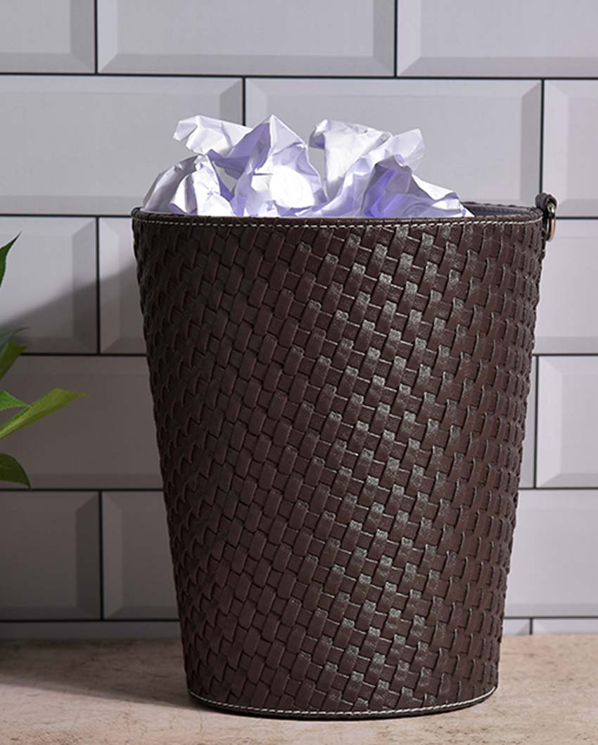 Sleek Faux Leather with Refined Minimalist Look Dustbin | 5 L | 9 x 11 inches