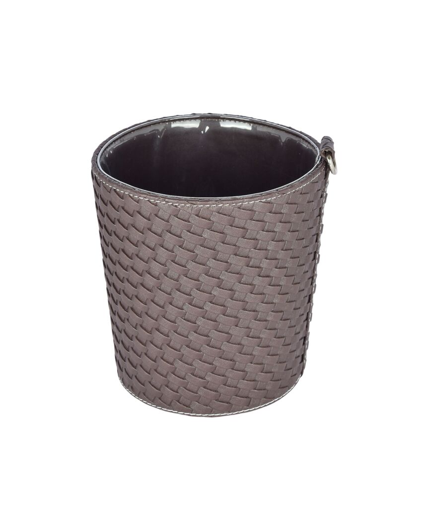 Faux Leather with Woven Texture for Various Areas Dustbin | 2.5 L | 7 x 7 inches