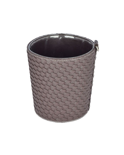 Faux Leather with Woven Texture for Various Areas Dustbin | 2.5 L | 7 x 7 inches