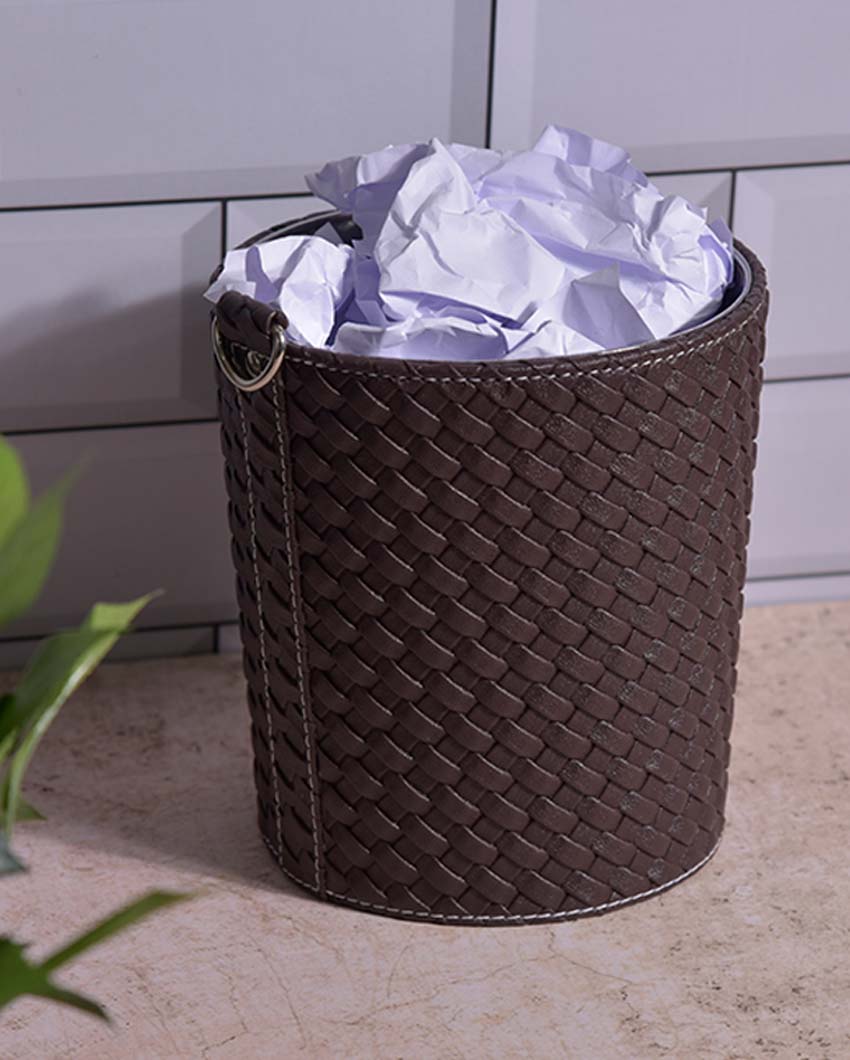 Faux Leather with Woven Texture for Various Areas Dustbin | 2.5 L | 7 x 7 inches