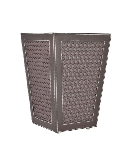 Classic Faux Leather with Woven Finish Dustbin | 5 L | 9 x 12 inches