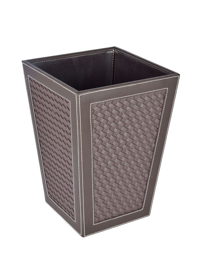 Classic Faux Leather with Woven Finish Dustbin | 5 L | 9 x 12 inches