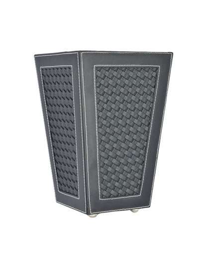 Compact Faux Leather with Woven Style Dustbin | 2.5 L | 7 x 10 inches