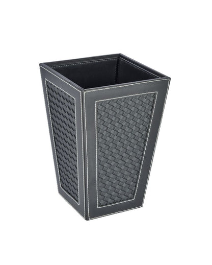 Compact Faux Leather with Woven Style Dustbin | 2.5 L | 7 x 10 inches