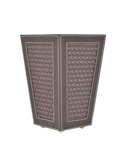 Compact Faux Leather with Woven Style Dustbin | 2.5 L | 7 x 10 inches