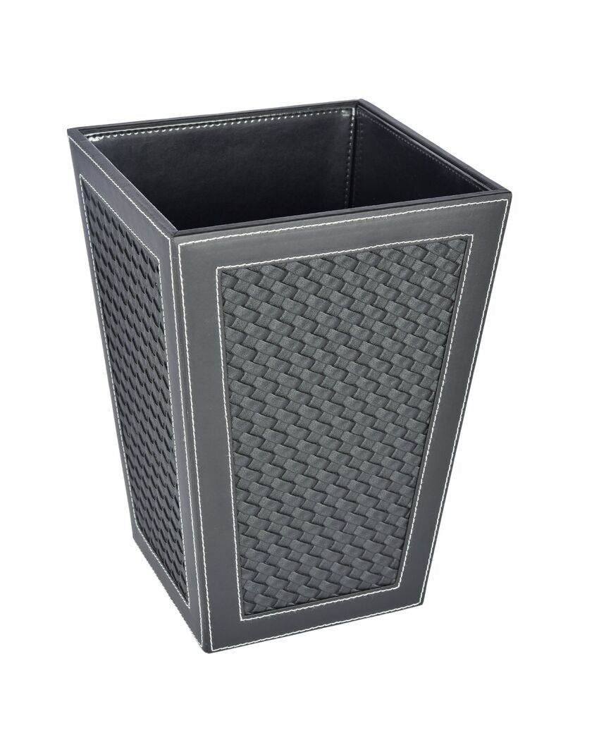 Classic Faux Leather with Woven Finish Dustbin | 5 L | 9 x 12 inches