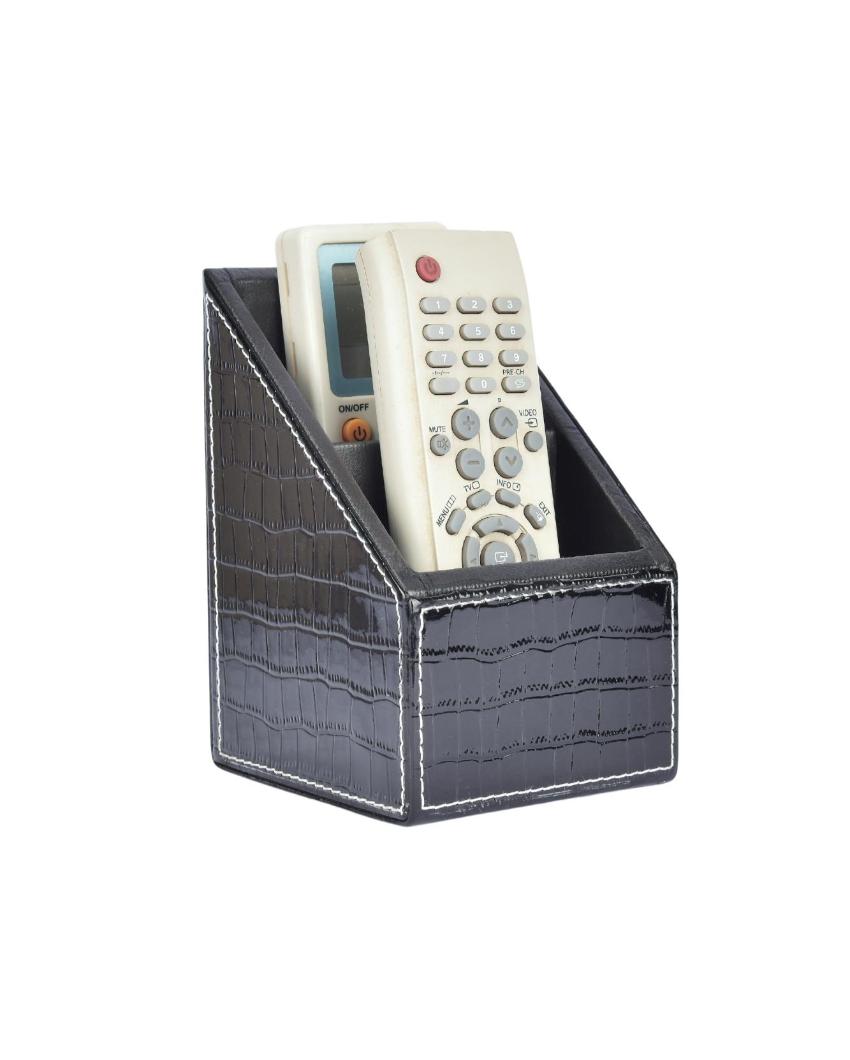 Chic Organizer 2 Compartments Croc Remote Holder | 7 x 5 x 3 inches