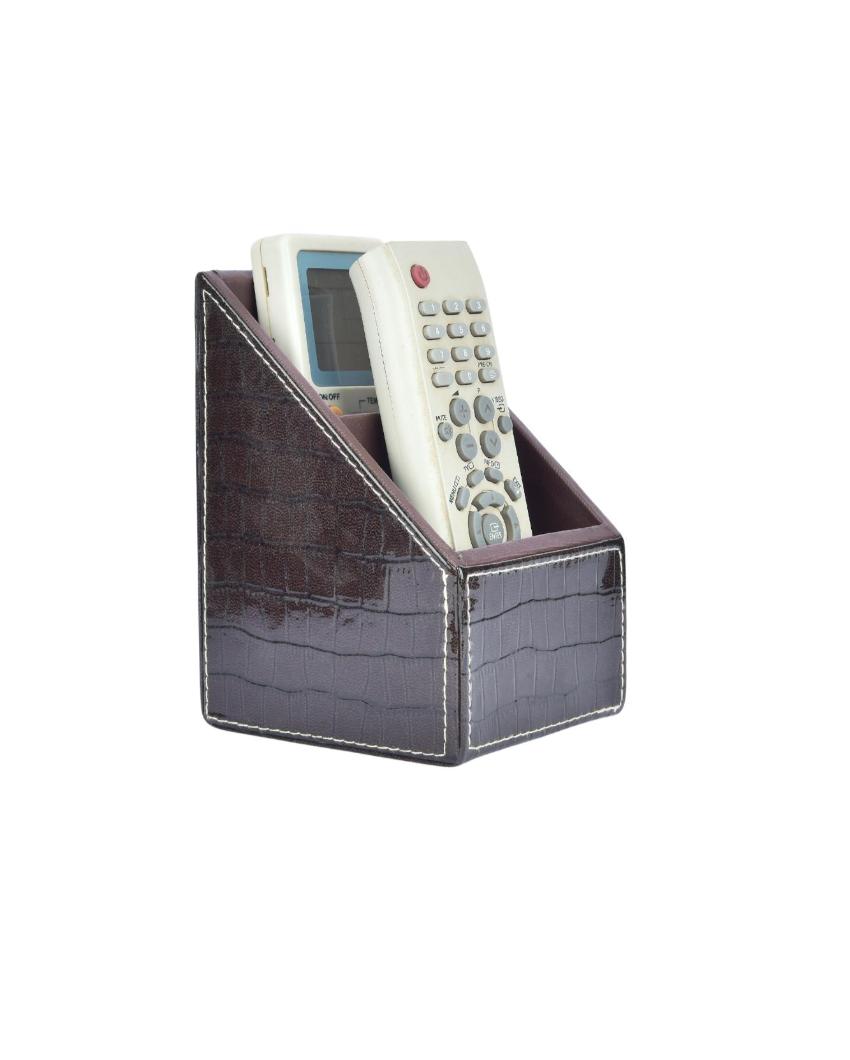 Chic Organizer 2 Compartments Croc Remote Holder | 7 x 5 x 3 inches