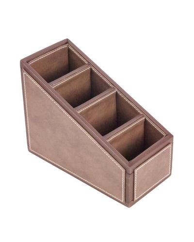 Stylish Organizer 4 Compartments Two Tone Remote Holder | 9 x 4 x 6 inches