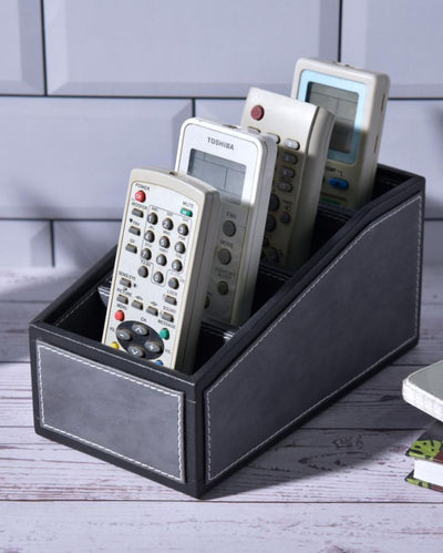 Premium Organizer 4 Compartments Two Tone Curve Remote Holder | 6 x 6 x 3 inches