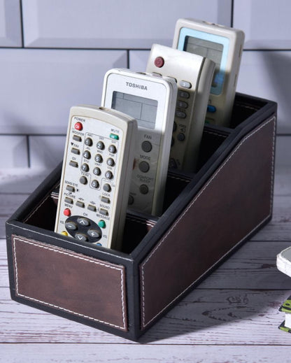 Premium Organizer 4 Compartments Two Tone Curve Remote Holder | 6 x 6 x 3 inches