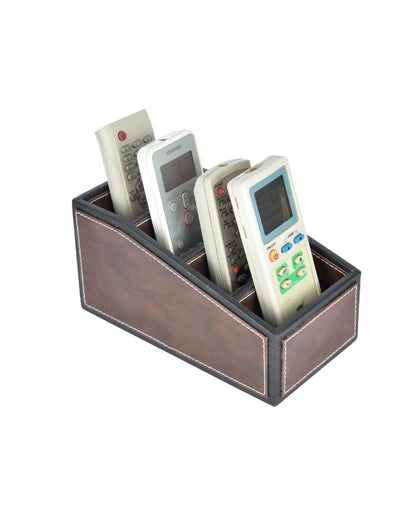 Premium Organizer 4 Compartments Two Tone Curve Remote Holder | 6 x 6 x 3 inches