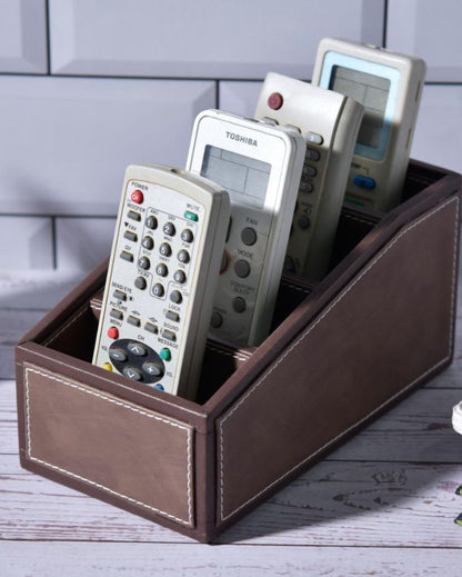 Premium Organizer 4 Compartments Two Tone Curve Remote Holder | 6 x 6 x 3 inches