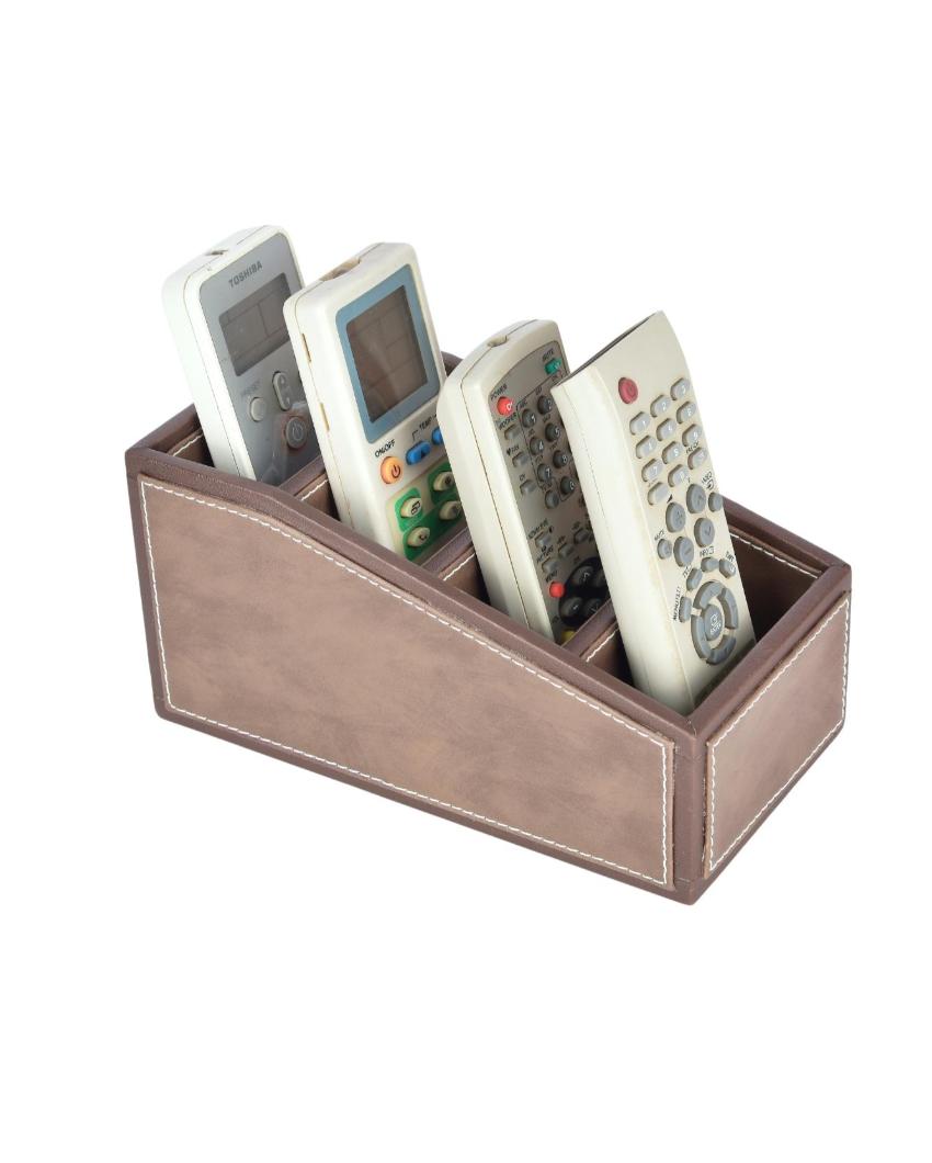 Premium Organizer 4 Compartments Two Tone Curve Remote Holder | 6 x 6 x 3 inches