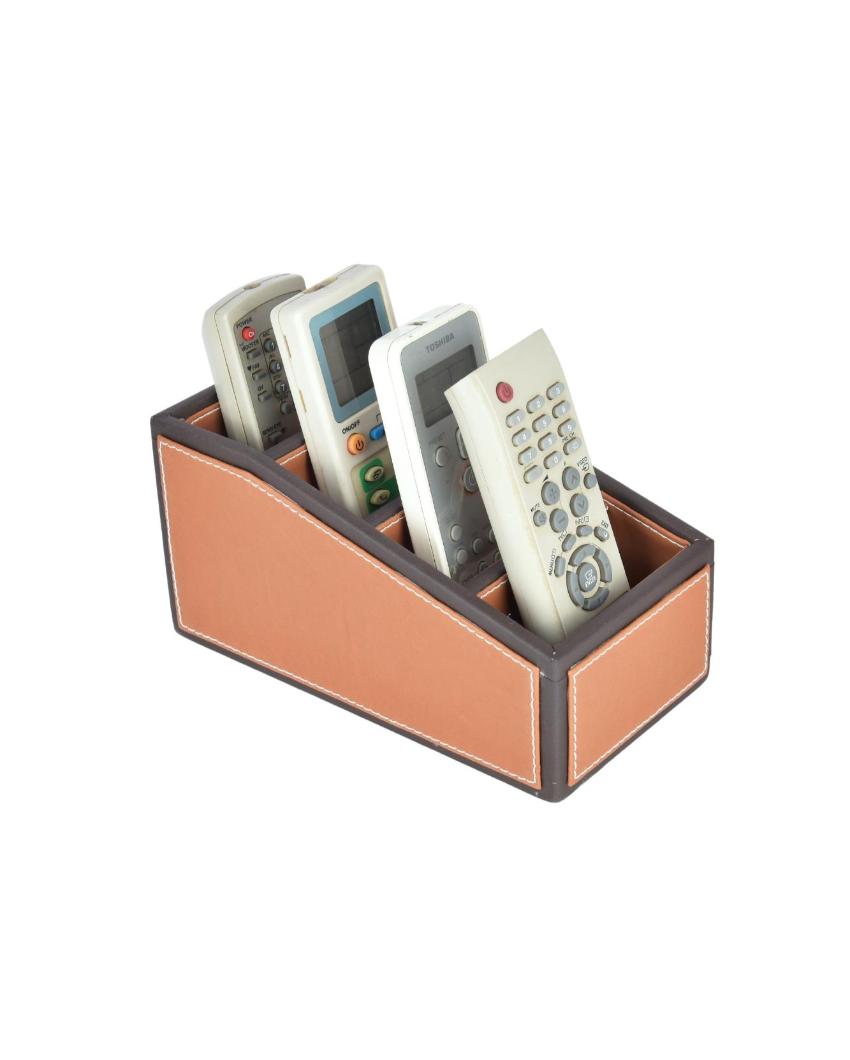 Premium Organizer 4 Compartments Two Tone Curve Remote Holder | 6 x 6 x 3 inches