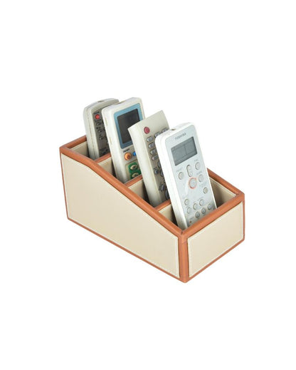 Premium Organizer 4 Compartments Two Tone Curve Remote Holder | 6 x 6 x 3 inches