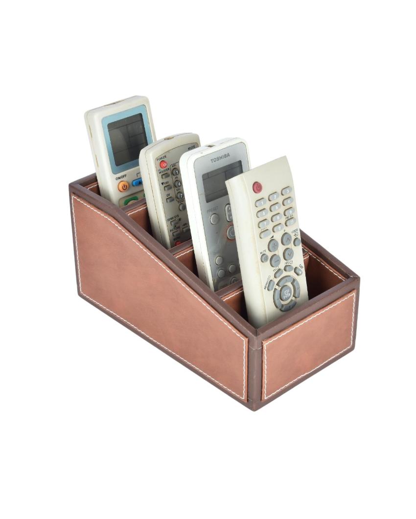 Premium Organizer 4 Compartments Two Tone Curve Remote Holder | 6 x 6 x 3 inches