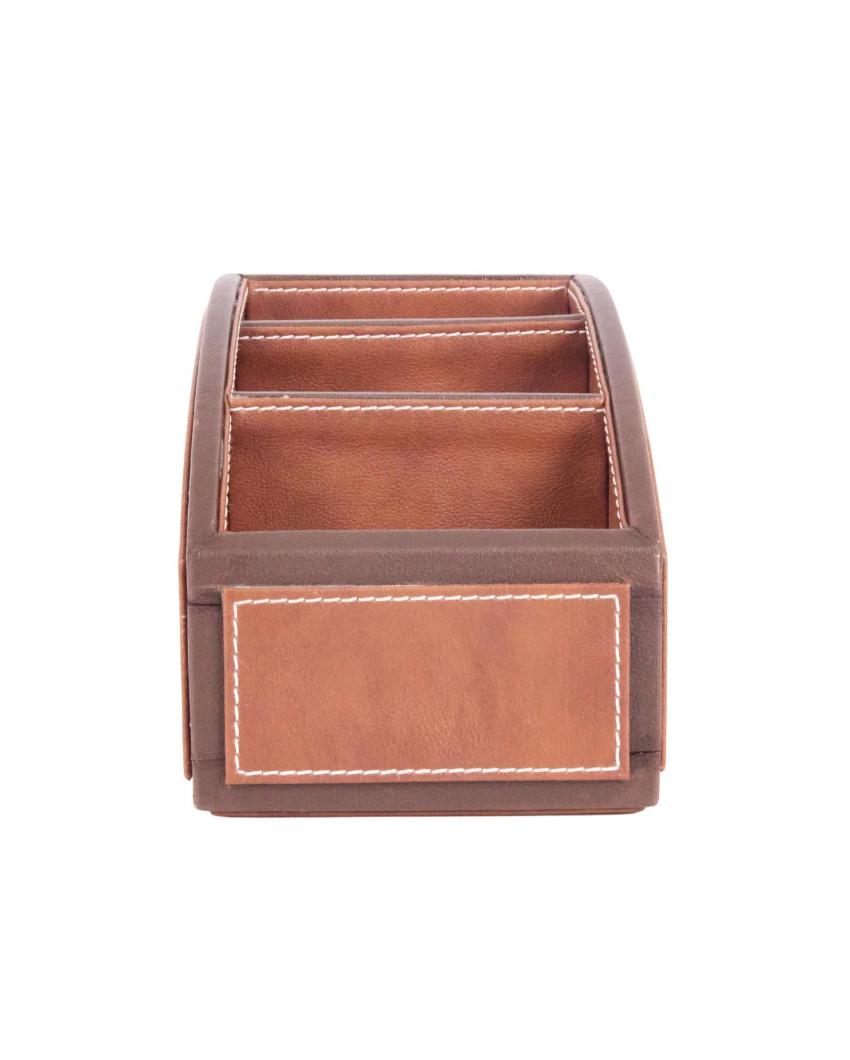 Exquisite Organizer 3 Compartments Two Tone Curve Remote Holder | 7 x 5 x 5 inches