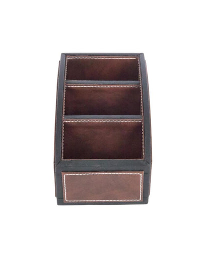 Exquisite Organizer 3 Compartments Two Tone Curve Remote Holder | 7 x 5 x 5 inches